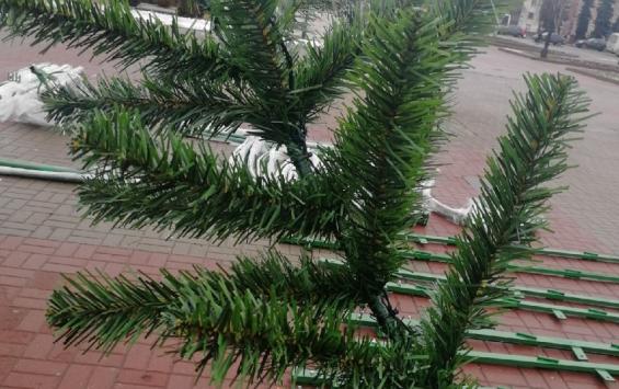В Курске устанавливают главную новогоднюю ель